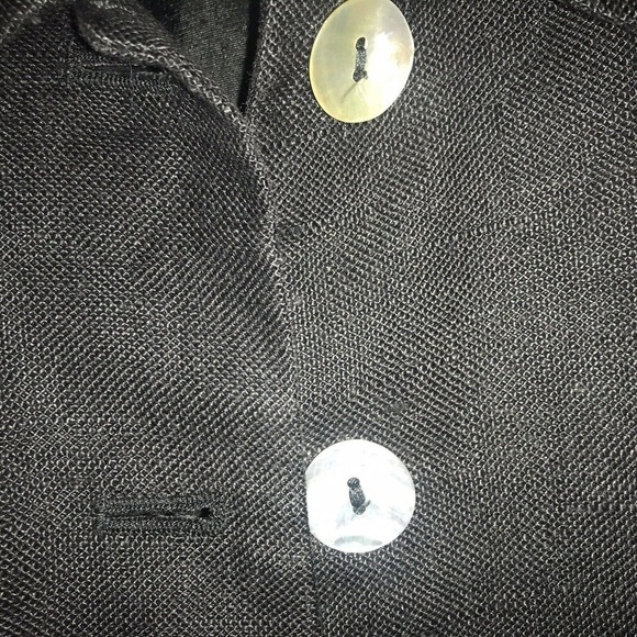 Jennifer Moore Petite Blazer Sz10P Black Linen Mother Of Pearl Buttons NWOT - Picture 6 of 8